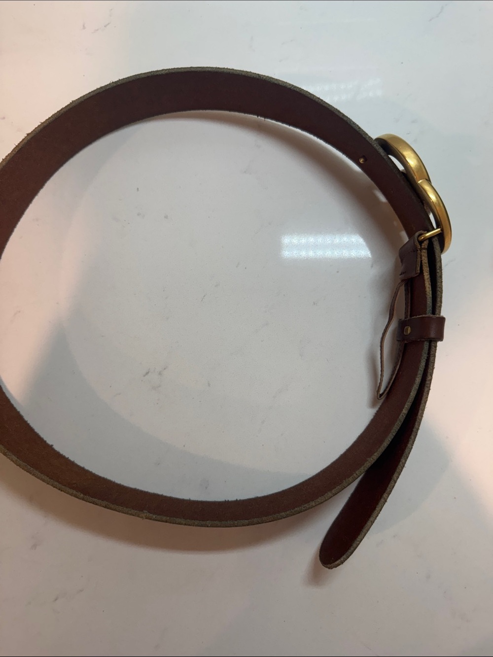 Gucci Brown Leather Belt with Gold Double G Buckle - Picture 11 of 14